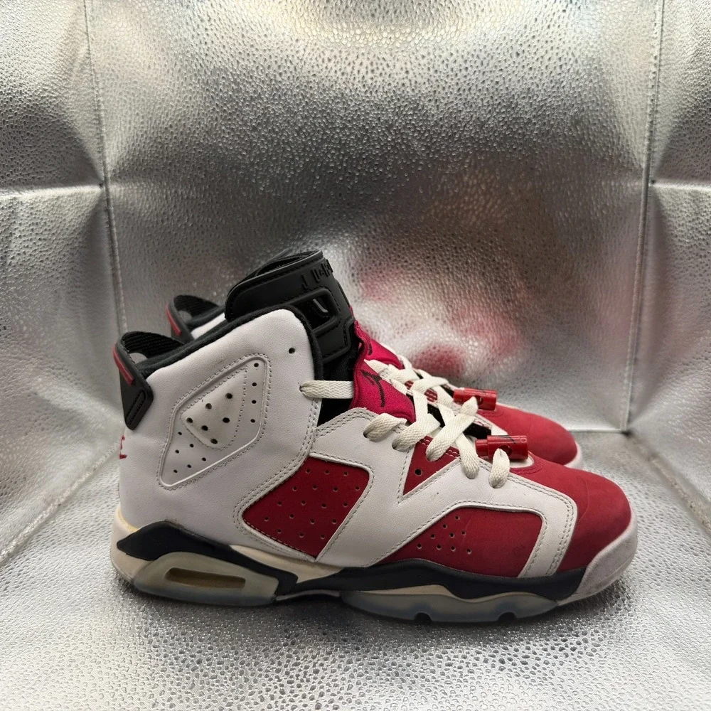 Size 6Y Air Jordan 6 Retro Mid White Carmine Kids Basketball Shoes‎ 384665-106